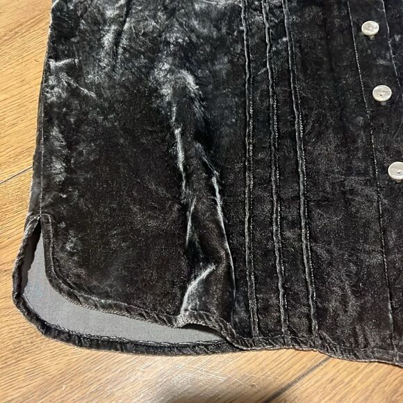 Vintage J. Jill Women's Crushed Velvet Button Up Blouse 3/4 Sleeves Brown L (14) - Picture 12 of 12